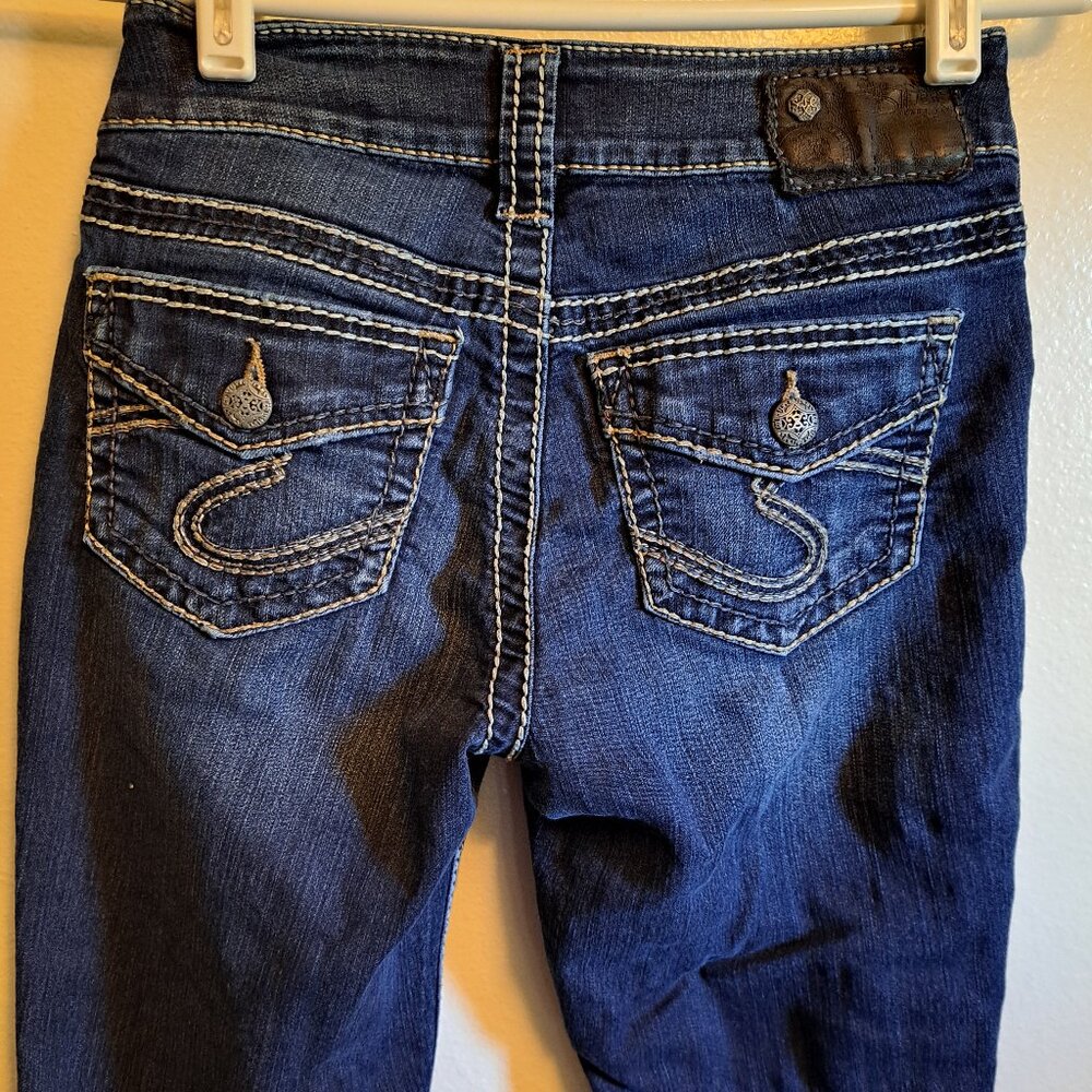 Silver Suki Skinny Flap Pocket Jeans With Embroidery